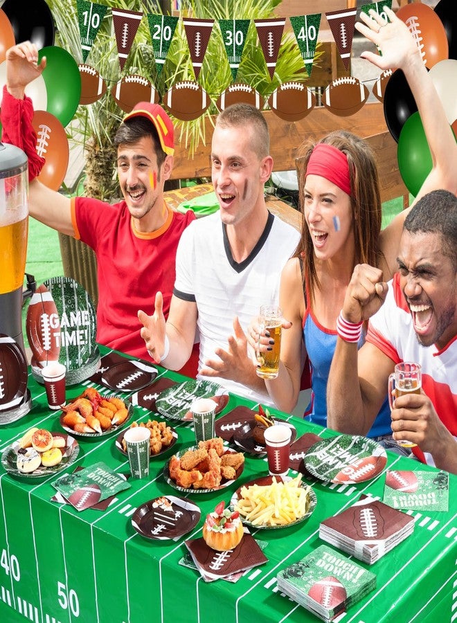 Pickmesh 294 Pcs Football Party Decoration Football Plates Napkins Cups Tablecloth with Balloons and Banners Party Supplies for Birthday Game Tailgate Party Decorations, Serve 50 - Image 4
